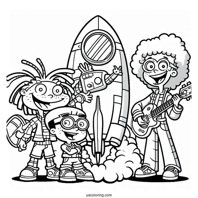Nickelodeon Coloring Page Of Rocket Power Otto, Regina, Sam, And Maurice