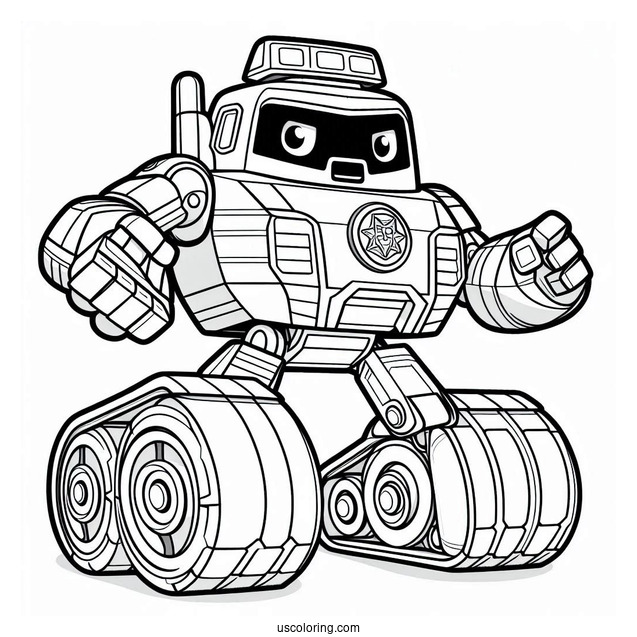 Rescue Bots Coloring Page Of Chase The Police Bot In Robot Form