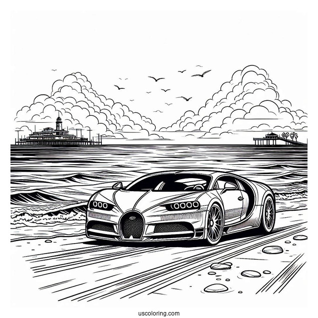 Bugatti Coloring Page Vision Gran Turismo At The Beach