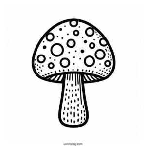 Easy Mushroom Coloring Page With Polka Dots For Kids