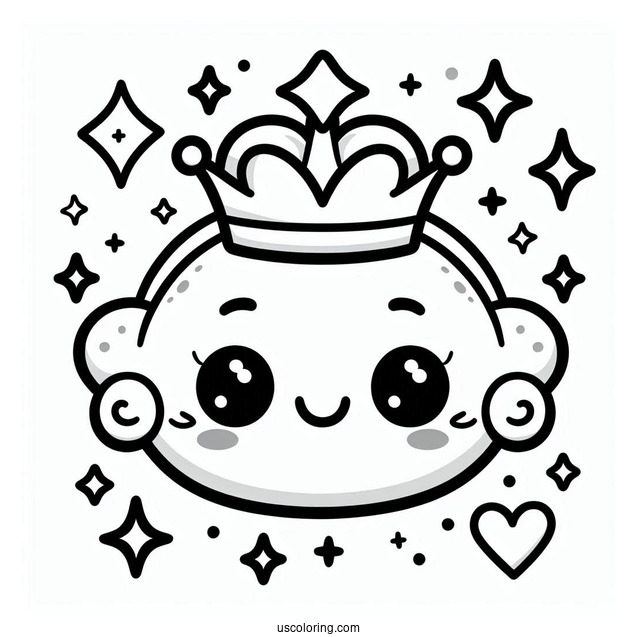 Cute Smiling Cartoon Crown Coloring Page For Preschoolers