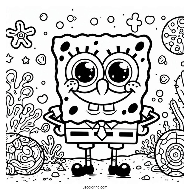 Easy Outline Of SpongeBob To Color For Kids