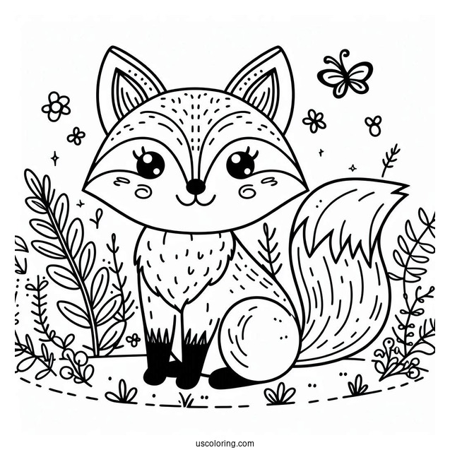 Simple Fox Coloring Page For Kids