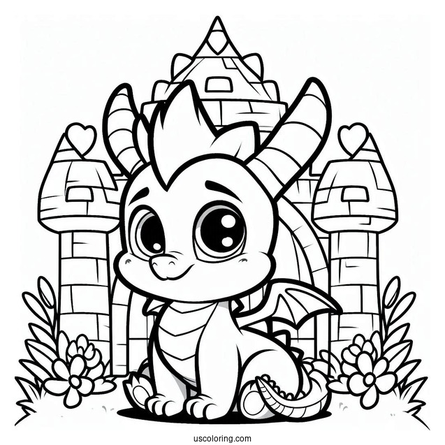 Cute Baby Sypro Coloring Page Inside A Castle