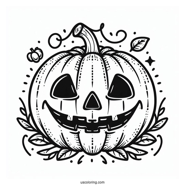 Pumpkin Coloring Page Of Jack O Lantern With Mouth Stitches