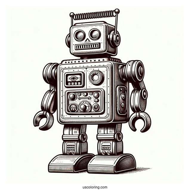 Realistic Retro Toy Robot