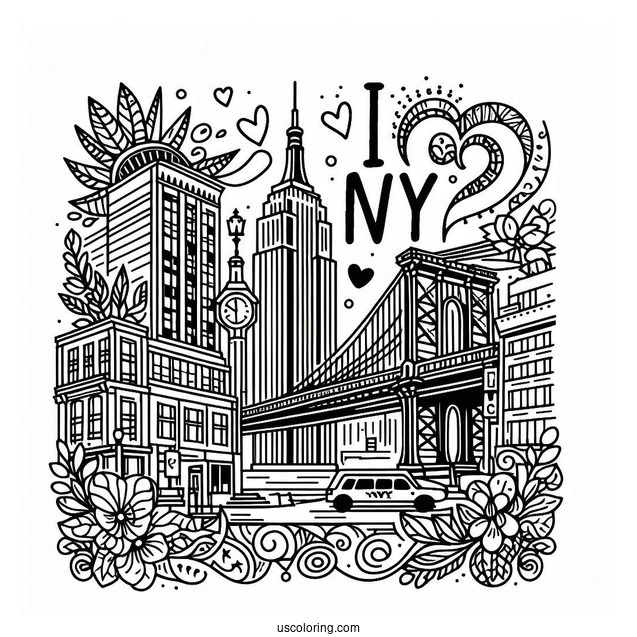 I Love New York Coloring Page For Kids