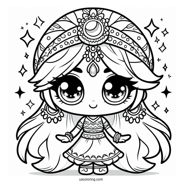 Shimmer And Shine Coloring Page Of Kawaii Tala For Kids