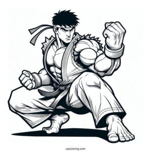 Street Fighter Coloring Page Of Easy Street Fighter Ryu Kids