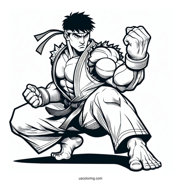 Street Fighter Coloring Page Of Easy Street Fighter Ryu Kids