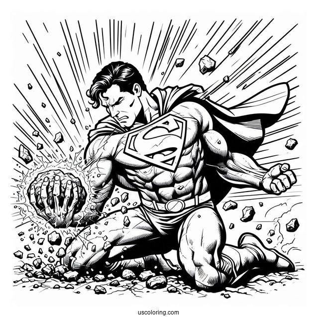 Superman Being Hurt By Kryptonite Coloring