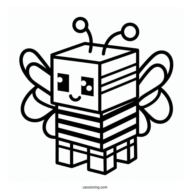 Minecraft Bee Coloring Page For Kids
