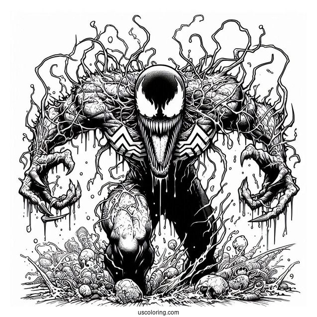 Detailed Close Up Of Carnage Coloring Page