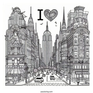 I Love New York Coloring Page For Kids