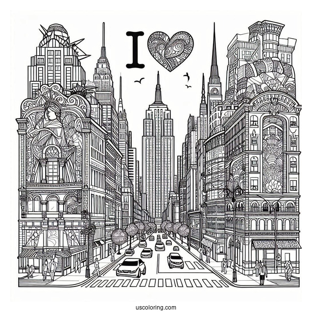 I Love New York Coloring Page For Kids