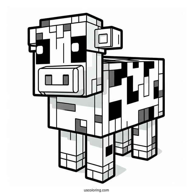 Detailed Minecraft Cow To Color