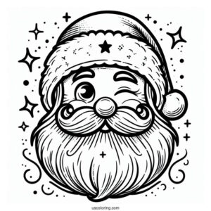 Winking Santa Face Coloring Sheet