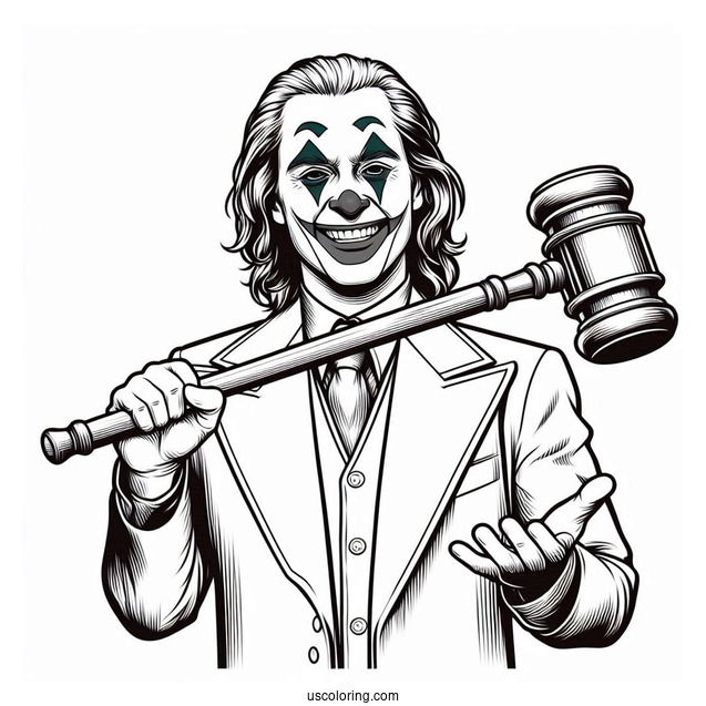 Joker Coloring Page Holding His Iconic Mallet