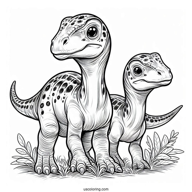 Two Young Parasaurolophus Coloring Page