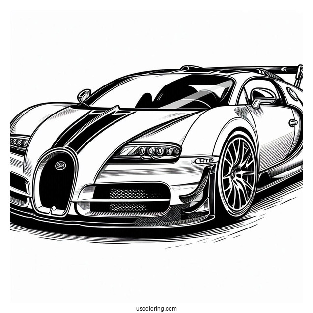 Detailed Bugatti Coloring Page Veyron GTR Racing