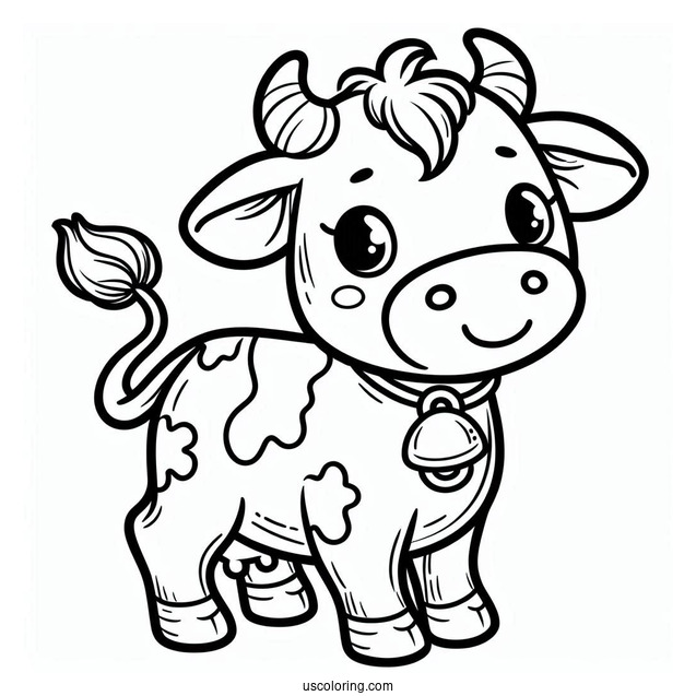 Cartoon Cow Coloring Sheet For Kids
