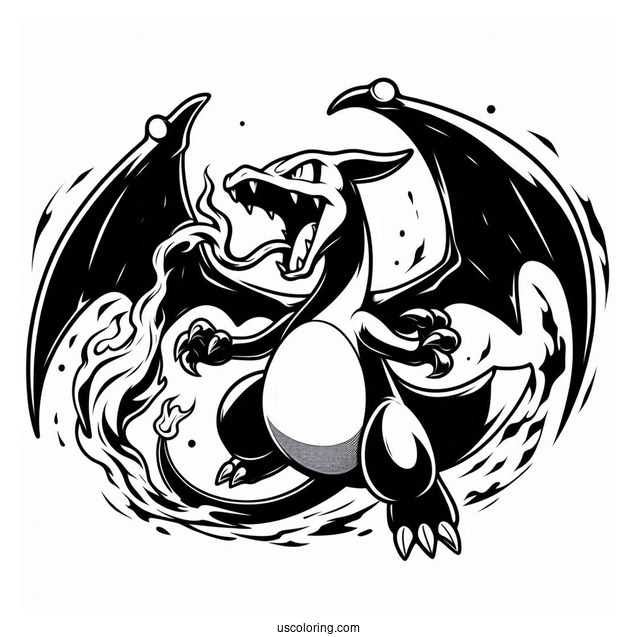 Dark Charizard Nail Flick Pokemon Card Coloring Page