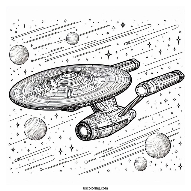 Star Trek Coloring Page Of USS Voyager