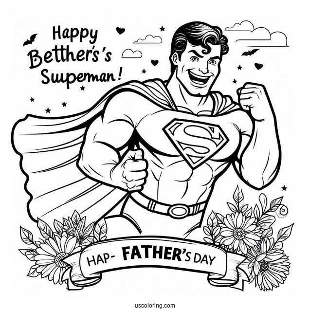 Mighty Superman With A Happy Father's Day Coloring Page Of Sign