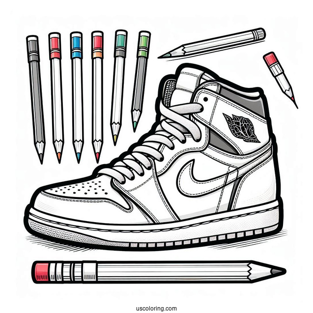 Coloring Sheet Of Air Jordan 1 Retro Mid