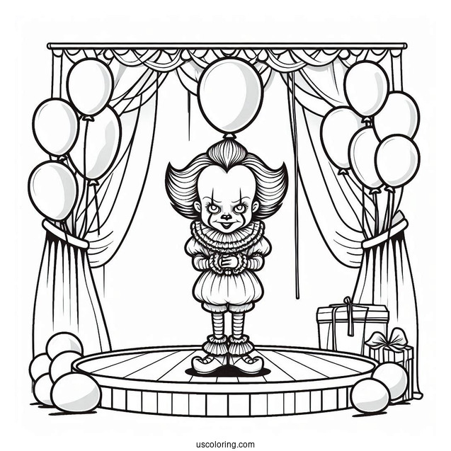 Pennywise On A Stage Surrounded By Balloons