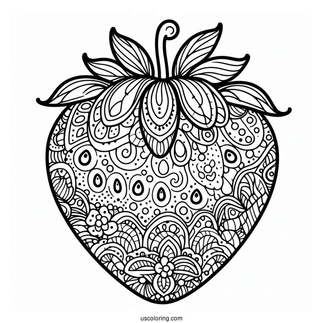 Delicious Strawberry Coloring Page Mandala