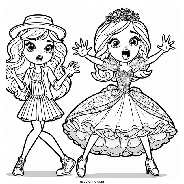 Polly Pocket Coloring Page Of Shani Smith And Lila Draper Acting Scary