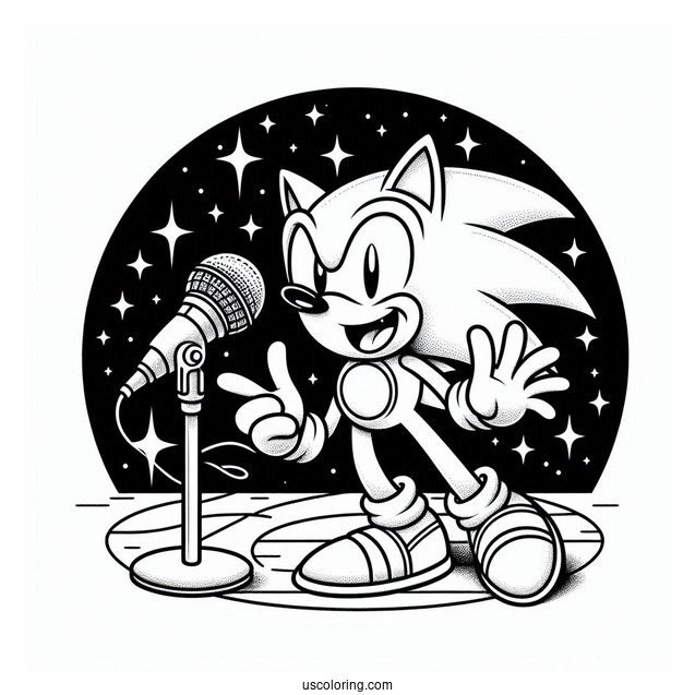 Spooky Sonic Exe Coloring Page Holding Microphone On Stage