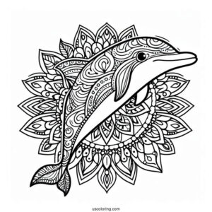 Mandala Dolphin Coloring Sheet For Adults