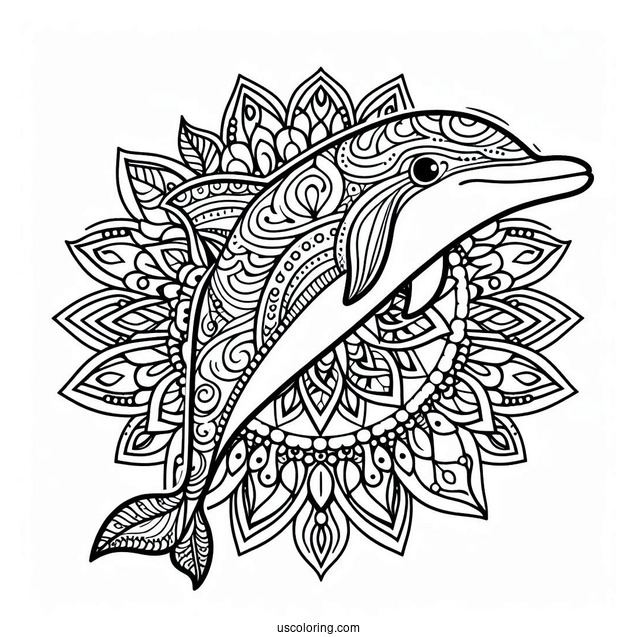 Mandala Dolphin Coloring Sheet For Adults