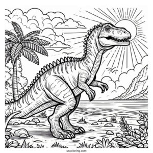 Detailed Spinosaurus Coloring Page Standing Under The Sun