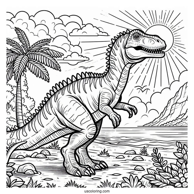 Detailed Spinosaurus Coloring Page Standing Under The Sun