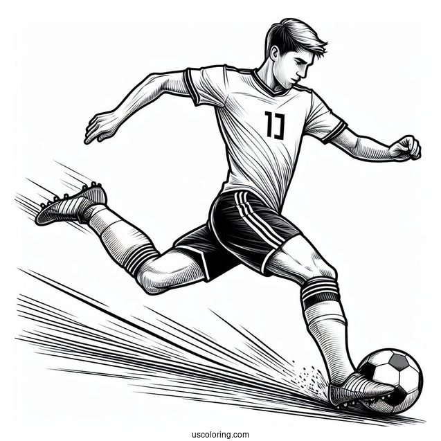 Soccer Player Doing a Slide Tackle