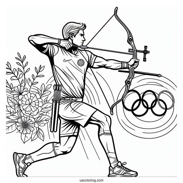 Man In Olympics Coloring Page Of Archery Competition