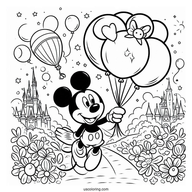 Mickey Mouse Balloon Coloring Page