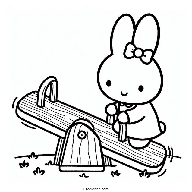 Miffy Coloring Page Of Melanie On A Seesaw For Kids