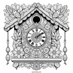 Detailed Cuckoo Clock Coloring Page