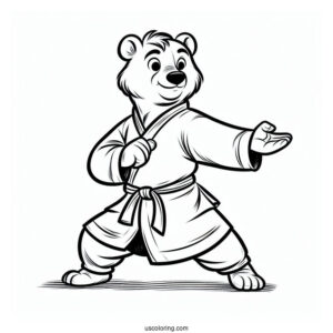 Jungle Book Coloring Page Of Simple Baloo In Kung Fu Pose For Kids