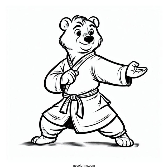 Jungle Book Coloring Page Of Simple Baloo In Kung Fu Pose For Kids