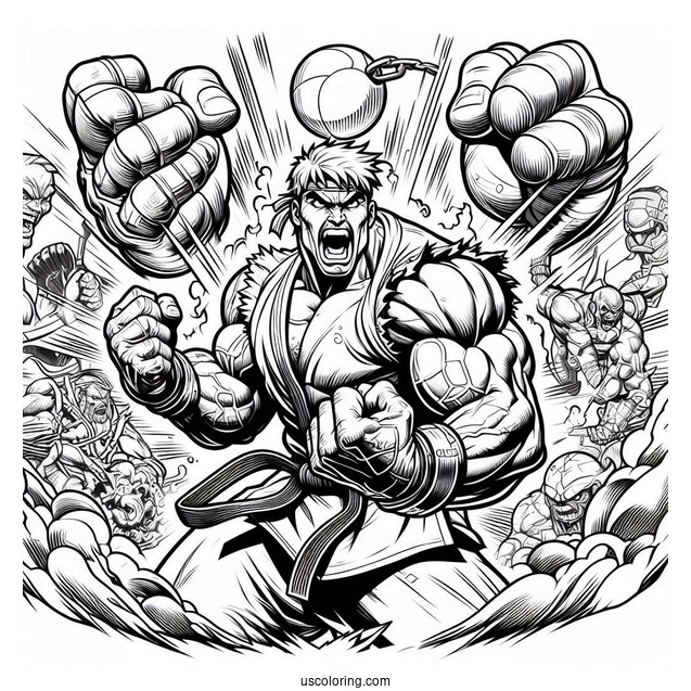 Street Fighter Coloring Page Of Massive E Honda