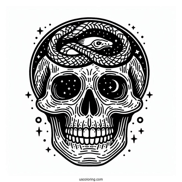 Danger Full Skull Skeleton Coloring Page