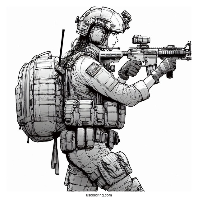 Realistic Special Operation Forces Soldier Coloring Page