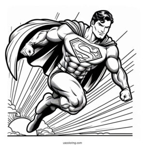 Superman Flying Coloring Page