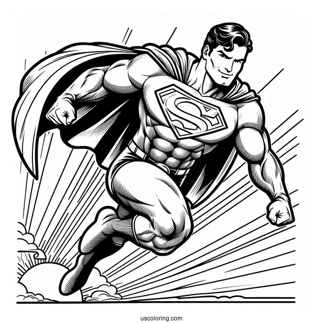 Superman Flying Coloring Page