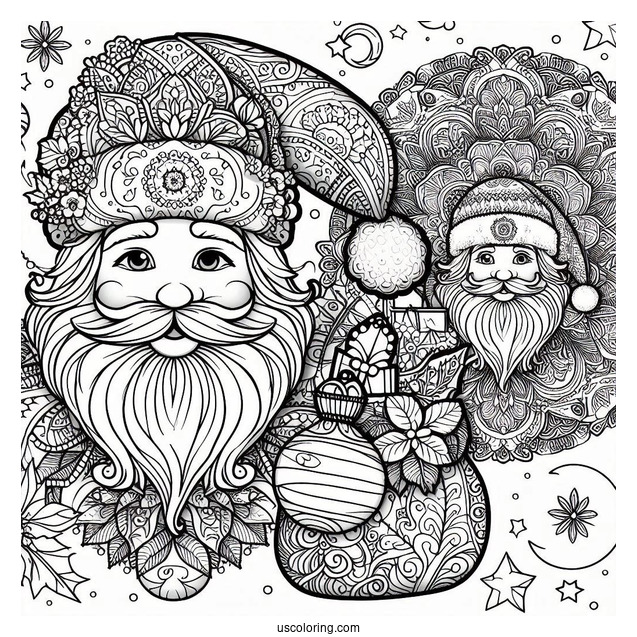 Detailed Santa Claus Mandala For Adults